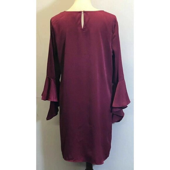 Bar III Womens Purple Ruffled Shift 3/4 Sleeves Party Dress Size L - Picture 12 of 12